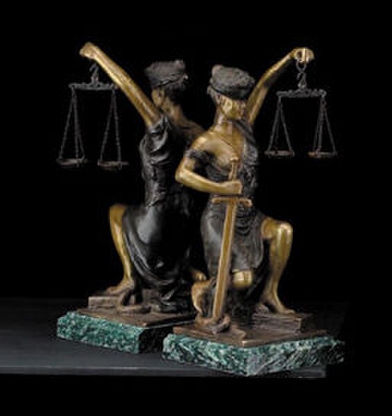 Blind Lady Justice Sculptural Bookends